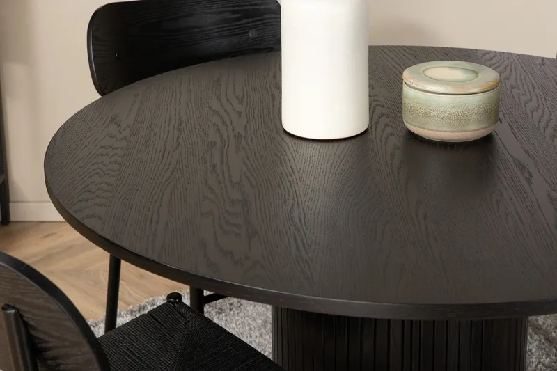 Bianca Matgrupp 110 cm Rund med 4 Polly stolar - Svart (Art.nr 3058879) — Venture Home
