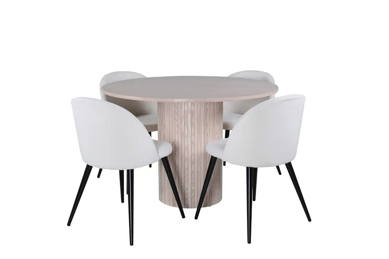 Bianca Matgrupp 110 cm Rund med 4 Velvet stolar - Beige (Art.nr 3059255) — Venture Home