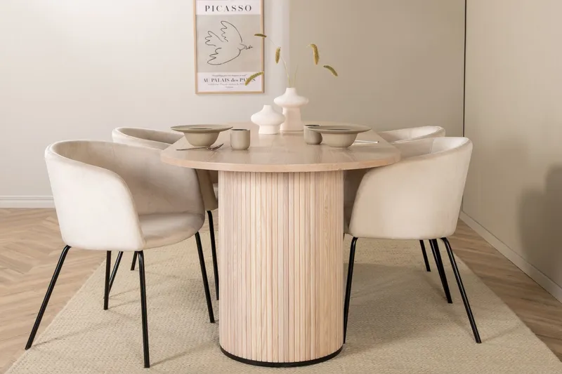 Bianca Matgrupp 200 cm Oval med 4 Berit stolar - Beige (Art.nr 3059877) — Venture Home