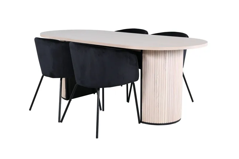 Bianca Matgrupp 200 cm Oval med 4 Berit stolar - Svart (Art.nr 3059967) — Venture Home