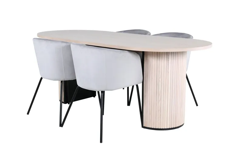 Bianca Matgrupp 200 cm Oval med 4 Berit stolar - Svart (Art.nr 3059990) — Venture Home