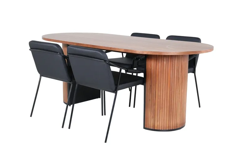Bianca Matgrupp 200 cm Oval med 4 Tvista stolar - Svart (Art.nr 3059287) — Venture Home