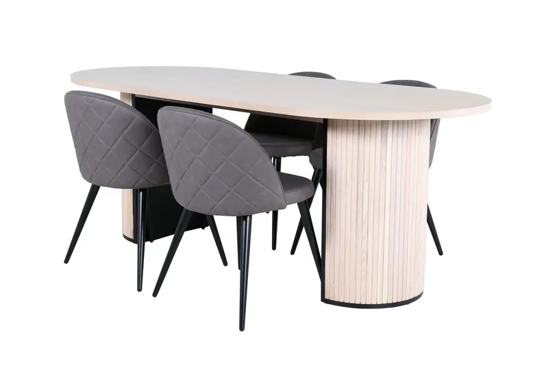Bianca Matgrupp 200 cm Oval med 4 Velvet stolar - Svart (Art.nr 3059273) — Venture Home