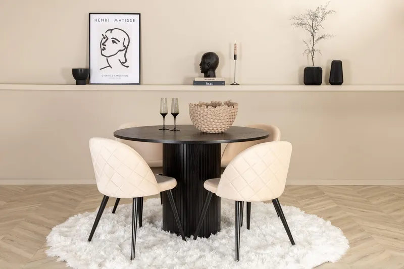 Bianca runt matbord med 4st Velvet matstol (Art.nr 1336850) — Venture Home