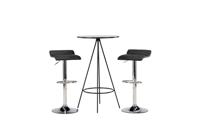 Bistro Matgrupp 60 cm Rund med 2 Jonna stolar - Svart — Venture Home