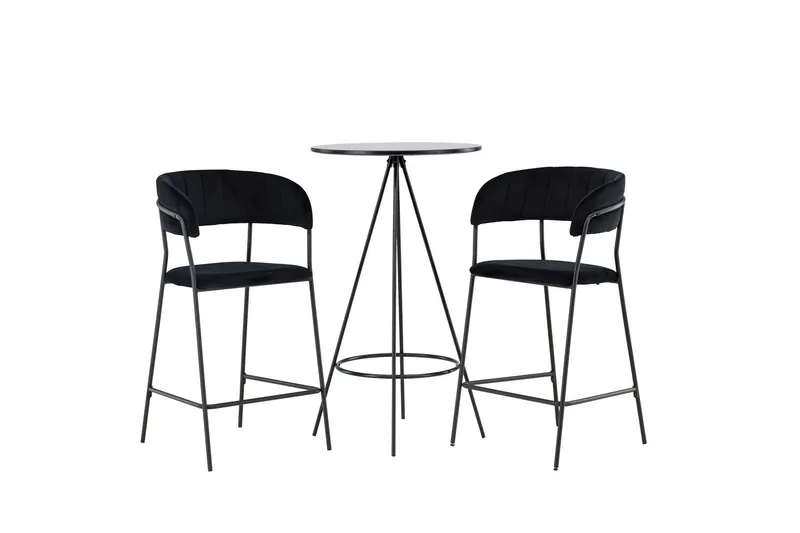 Bistro Matgrupp 60 cm Rund med 2 Lui stolar - Svart — Venture Home