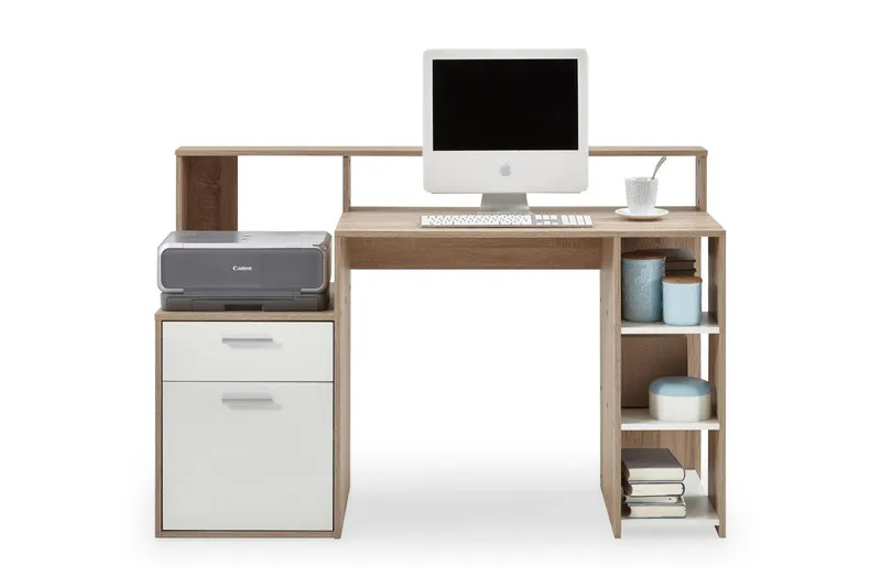 Bolton Skrivbord 139 cm med Förvaring - Vit/Ek — Andrarum