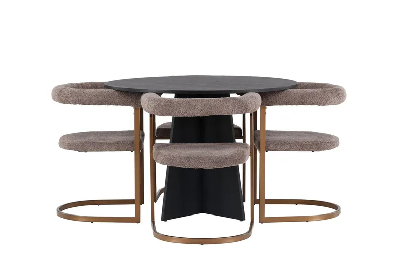 Bootcut Matgrupp 110 cm Rund med 4 Morning stolar - Svart — Venture Home