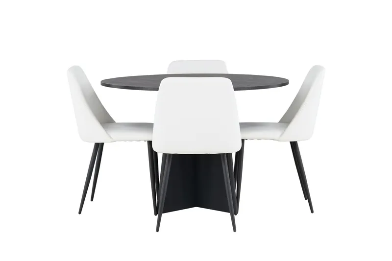 Bootcut Matgrupp 110 cm Rund med 4 Night stolar - Svart (Art.nr 3058846) — Venture Home