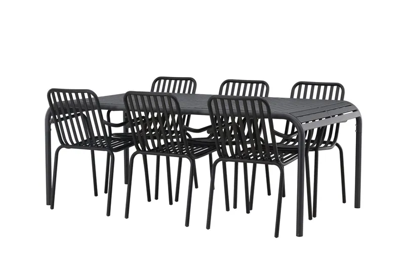 Borneo Matgrupp Utomhus 200 cm + 6 st Peking Karmstolar - Svart — Venture Home