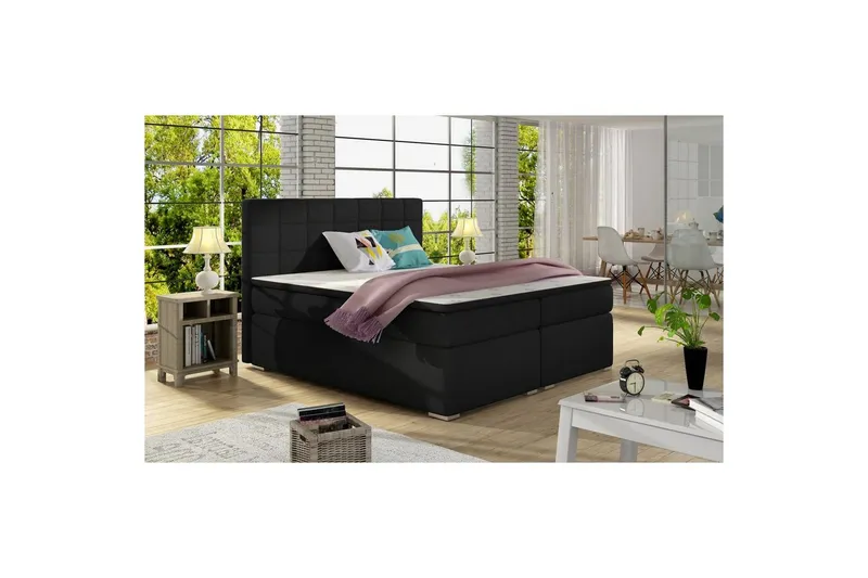 Box Spring Eltap Alice - 160x200 cm, Sawana 14, Svart — 160x200 cm, Sawana 14, Svart