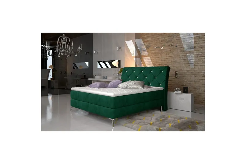 Boxfjäder Eltap Adel - 140x200 cm, Kronos 19, Mörkgrön — 140x200 cm, Kronos 19, Mörkgrön