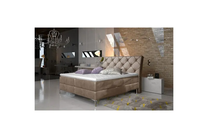 Boxfjäder Eltap Adel - 140x200 cm, Monolith 09, Mörk beige — 140x200 cm, Monolith 09, Mörk beige
