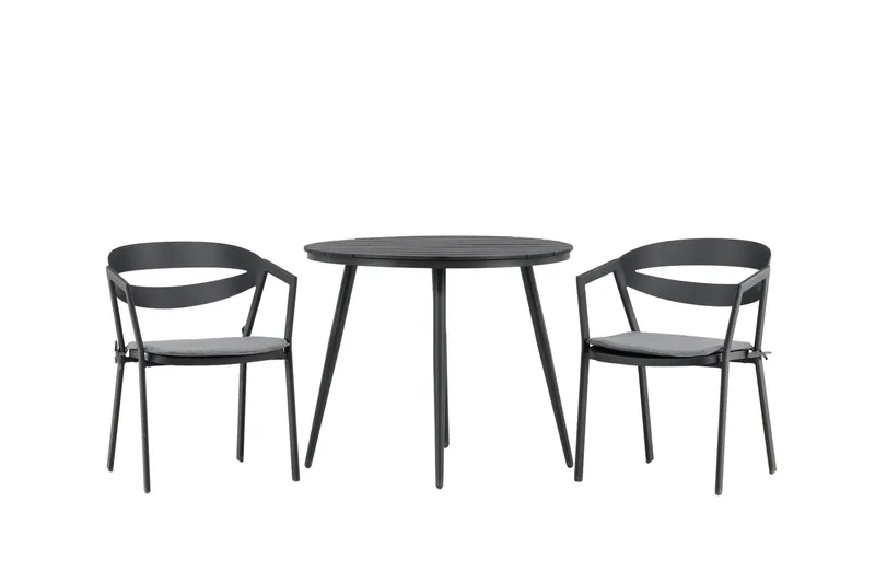 Break Cafégrupp Rund 90 cm + 2 Slit Matstol - Svart — Venture Home