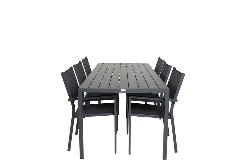 Break Matgrupp Utomhus 205 cm Rektangulär med 6 Copacabana Utestolar - Svart — Venture Home