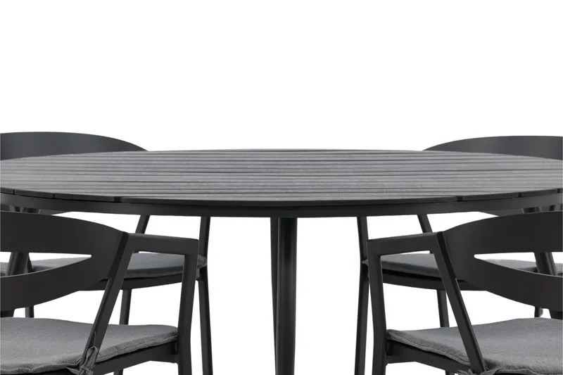 Break Matgrupp Utomhus Rund 150 cm + 6 Slit Matstol - Svart — Venture Home
