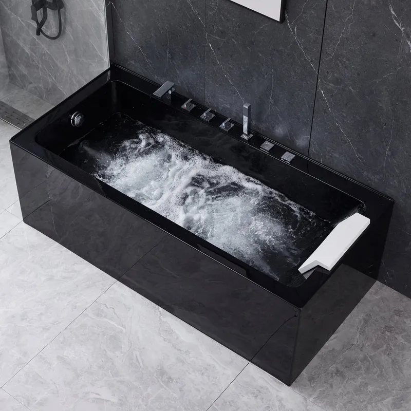 Bubbelbadkar 170x75cm | 100% akryl | BK-002(1700) | Svart — Lyfco