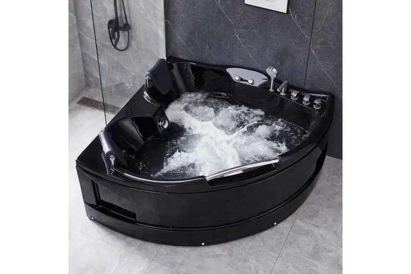 Bubbelbadkar Hörn 150x150cm Svart