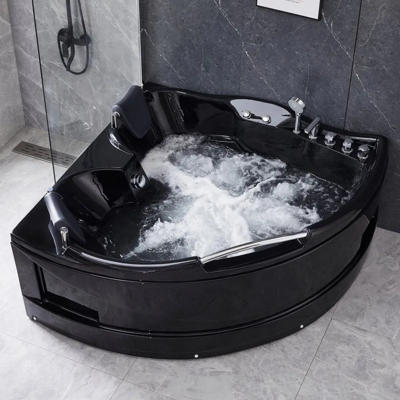 Bubbelbadkar hörn för två 150x150cm | BK-005 | Svart — Lyfco