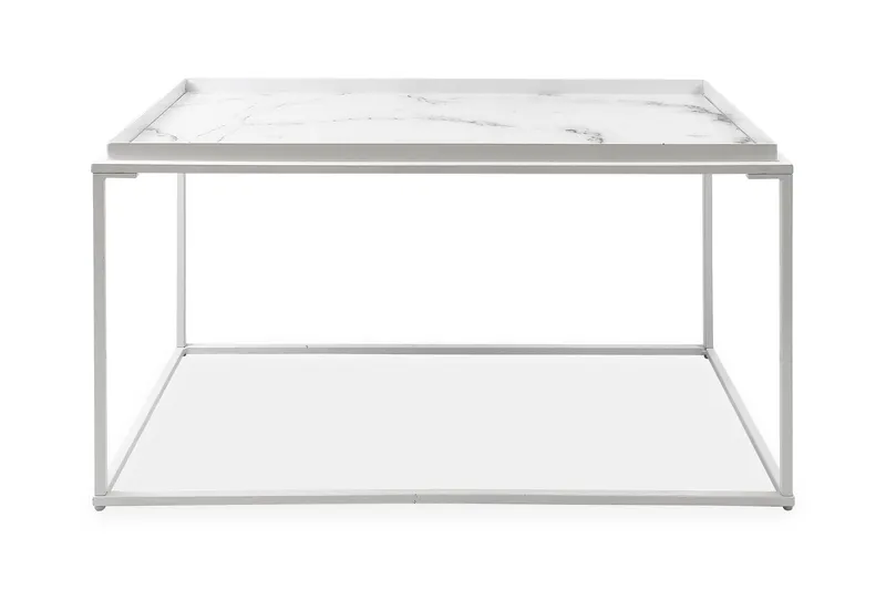 Burwick Soffbord 80 cm Marmormönster Rektangulär - Vit/Brun — Concept 55
