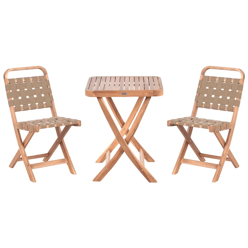 Caféset utomhus Fällbar Calciano Akaciaträ - Brun/Beige — Brun/Beige