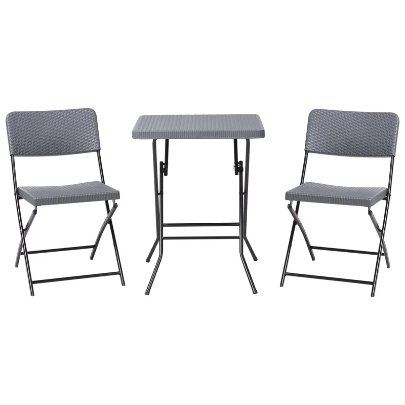 Caféset utomhus Fällbar Trappeto - Grå/Svart — Grå/Svart
