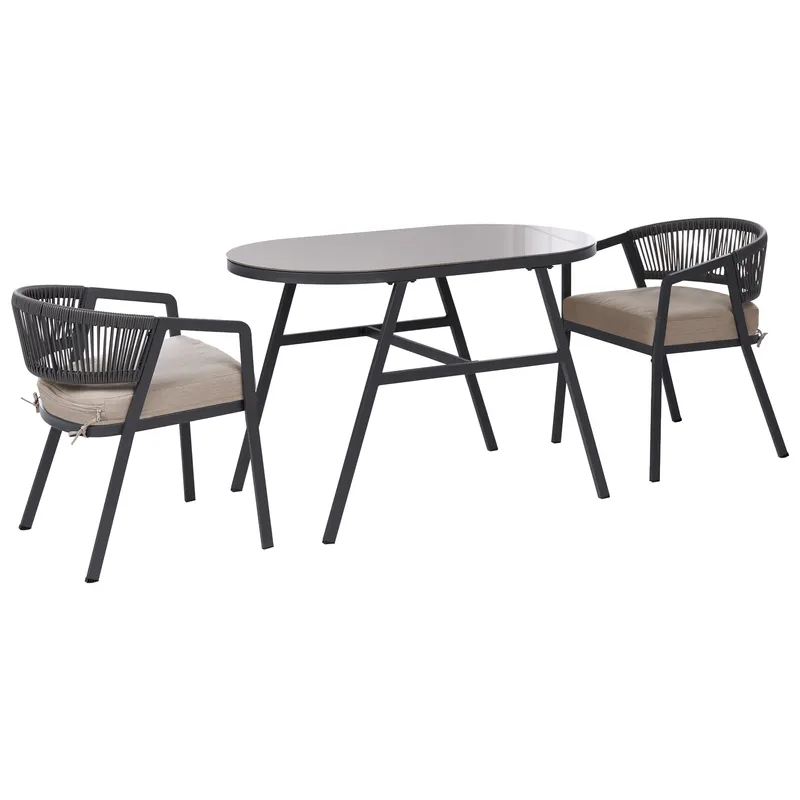 Caféset utomhus Muros Stål - Grå/Beige — Grå/Beige