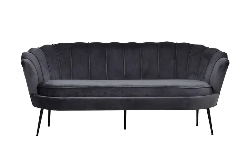 Calais 3-sits Soffa Sammet - Mörkgrå — Venture Home