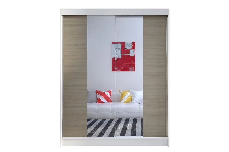 Camino Garderob 150x58x200 cm LED-belysning - Beige/Vit (Art.nr 460019) — Beige/Vit