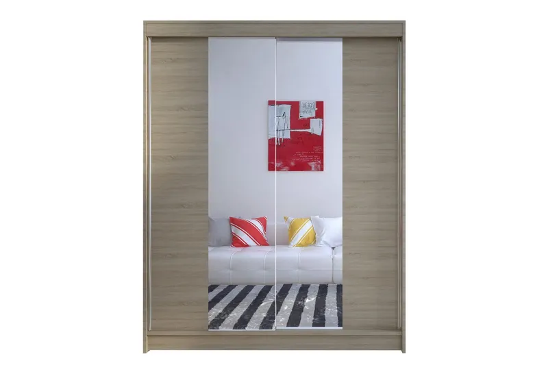 Camino Garderob 150x58x200 cm LED-belysning - Beige — Beige