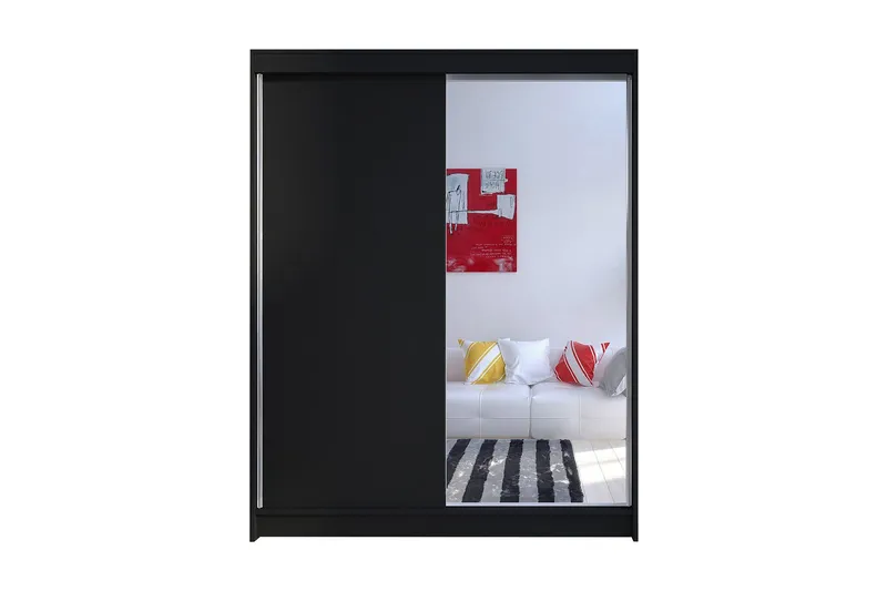 Camino Garderob 150x58x200 cm LED-belysning - Svart/Svart — Svart/Svart