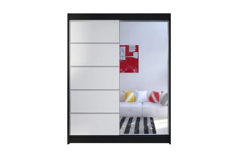 Camino Garderob 58x150 cm LED-belysning - Svart/Vit — Svart/Vit