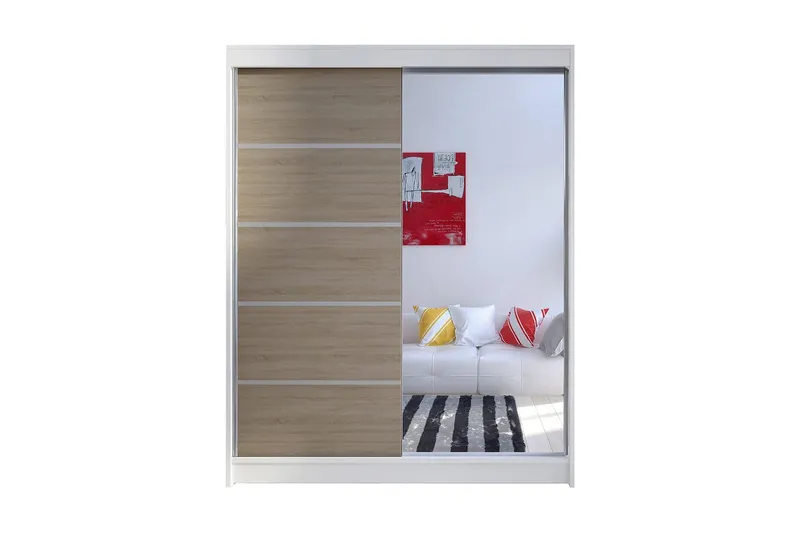 Camino Garderob 58x150 cm LED-belysning - Vit/Ek — Vit/Ek