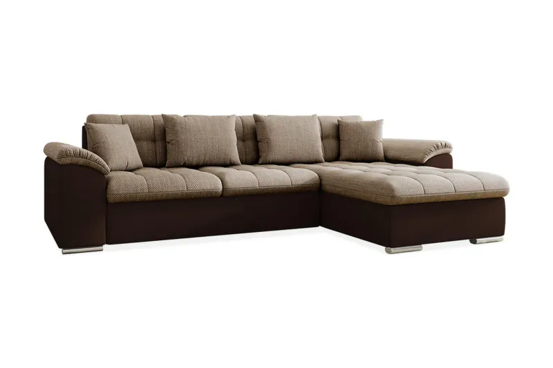 Camior Divanbäddsoffa 4-sits Höger Konstläder - Brun/Beige — Brun/Beige