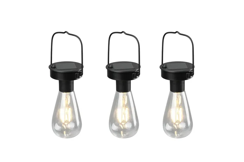 Campus solar taklampor 3-pack mattsvart, skymningsrelä - Matt svart — Trio Lighting