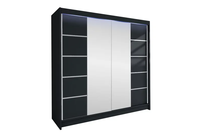 Canderbury Garderob m. Spegel 180x215 cm - Grå — Grå