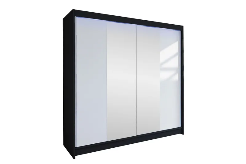 Canderbury Garderob m. Spegel 180x215 cm - Svart/Vit (Art.nr 3099973) — Svart/Vit