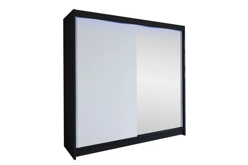 Canderbury Garderob m. Spegel 180x215 cm - Svart/Vit (Art.nr 3099967) — Svart/Vit