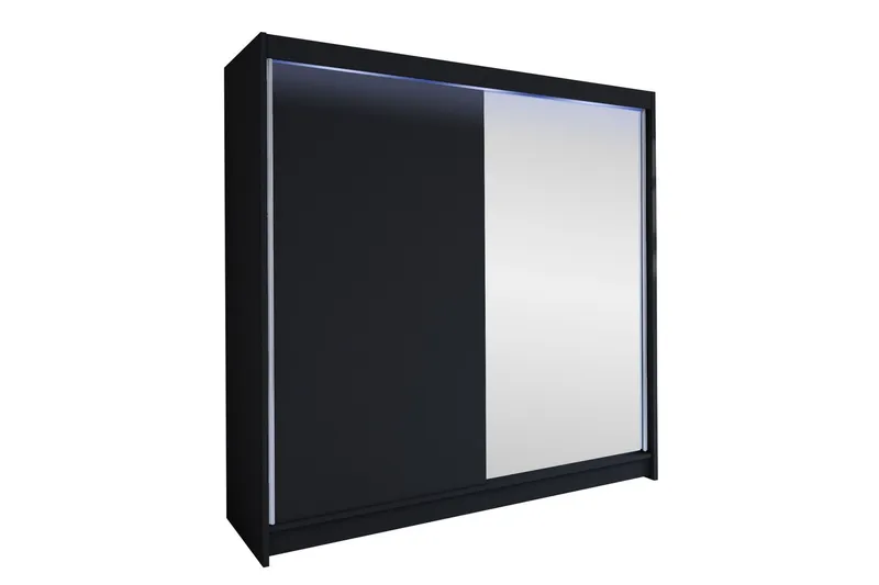 Canderbury Garderob m. Spegel 180x215 cm - Svart (Art.nr 3099971) — Svart