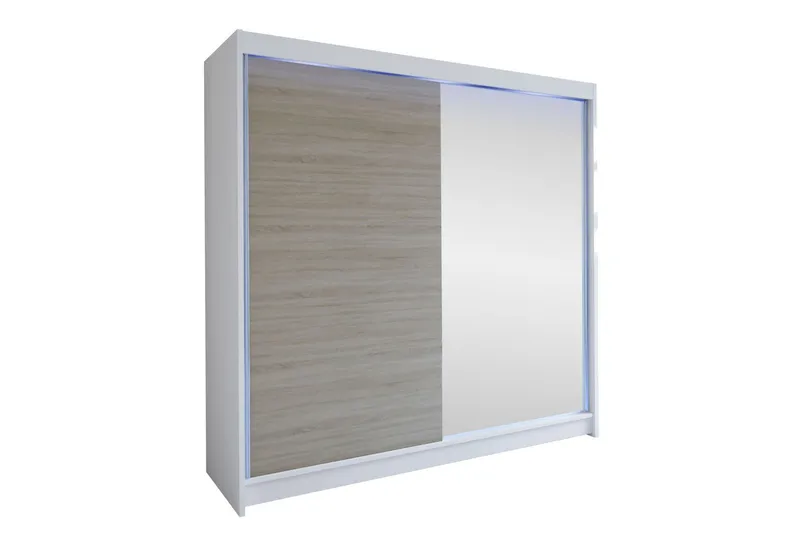 Canderbury Garderob m. Spegel 180x215 cm - Vit/Brun (Art.nr 3099972) — Vit/Brun