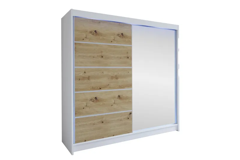 Canderbury Garderob m. Spegel 180x215 cm - Vit/Brun (Art.nr 3099981) — Vit/Brun