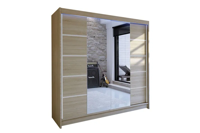Canderbury Garderob med Spegel 180x215 cm - Beige — Beige