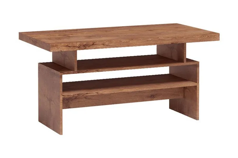 Castillia Soffbord 120 cm med Förvaring Hyllor - Ljus Ask — Ljus Ask
