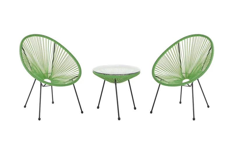 Cayaco Balkongset 70 cm + 2 Utestolar - Konstrotting/Grön — Konstrotting/Grön