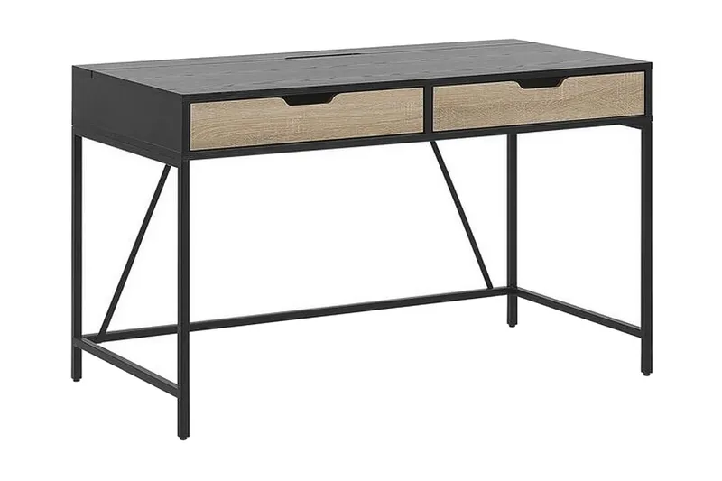 Cebolleros Skrivbord 120 cm med Förvaring 2 Lådor - Svart/Ljust Trä — Svart/Ljust Trä