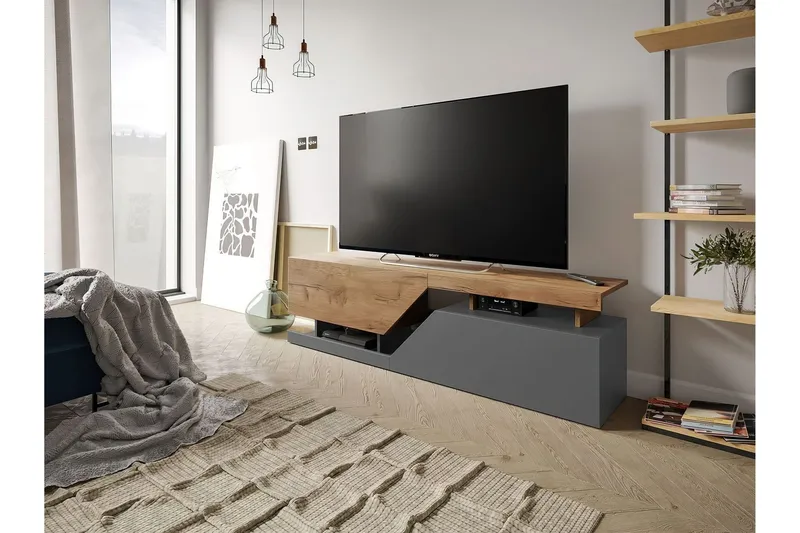 Ceelias Tv-bänk 160 cm - Natur/Antracit — Natur/Antracit