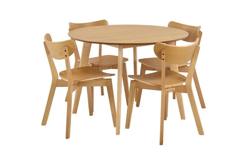 Celtik Matgrupp Rund 105 cm + 4 st Matstolar - Beige — Beige