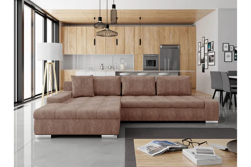 Cerys Bäddsoffa m. Divan 3-sits - Rosa — Rosa