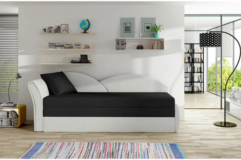 Chasidi 2-sits Bäddsoffa Vänster - Svart/Vit — Svart/Vit