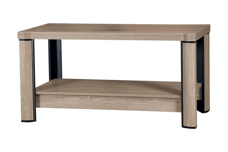 Chezum Soffbord 120 cm med Förvaring Hylla - Ekfärg/Beige/Grå — Ekfärg/Beige/Grå
